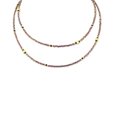 CO88 Collection 8CN-26361 Miyuki Kralen ketting 75cm - Bronskleurig - 1,8mm Dikte - Staal - Goudkleurig