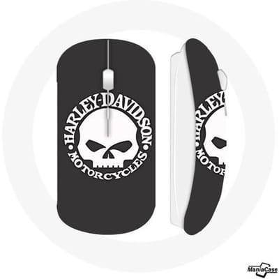 Draadloze Muis - Harley Davidson - Doodshoofd - Zwart - USB wifi - Compatibel Mac en PC