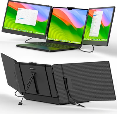 Portable Monitor 14 Inch Tri Screen - Gratis Reistas - Laptop scherm extender - Draagbare monitor - 14 inch monitor - Extra scherm laptop - Draagbare monitor voor laptop - tri screen monitor - portable beeldscherm - USB Monitor