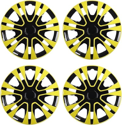 Dailygoods- Wieldoppen Set van 4 - Glanzend Neon Geel/Groen - Geschikt voor Stalen Velgen - Voor Banden 12-15 Inch - Hoogwaardig PP-Kunststof - Modieuze Tuning-Accessoires - Hubcaps