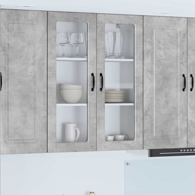vidaXL - Wandglas - Kasten - PORTO - Beton - Grijs - 80 - x - 31 - x - 100 - cm - Bewerkt - hout