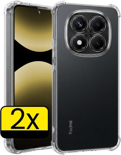 Hoesje - 2 Stuks - Geschikt voor Xiaomi Redmi Note 14 Pro - Sterk & Shockproof - Siliconen Case - Back Cover - Telefoon Hoes Shock Proof - Telefoonhoesjes - Transparant