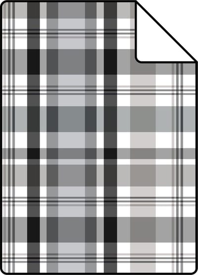 Proefstaal ESTAhome behang ruiten zwart en grijs - 26.5 x 21 cm - 138821-S