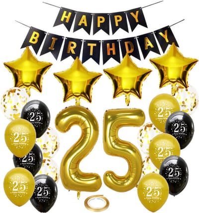 Joya Party® 25 jaar verjaardag feest pakket | Versiering Ballonnen voor feest 25 jaar | Vijfentwintig Versiering | Ballonnen slingers opblaasbare cijfers 25