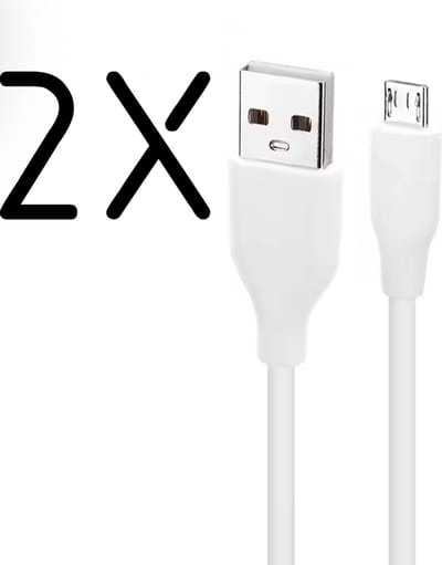 2 Stuks WAEYZ - Mobiele telefoon Kabel USB-naar Micro-USB kabel 1 meter universeel Micro-USB Kabel - Wit