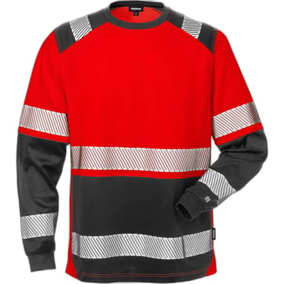 Fristads Hi Vis T-Shirt Lange Mouwen Klasse 2 7457 Thv - Hi-Vis rood/zwart - XS