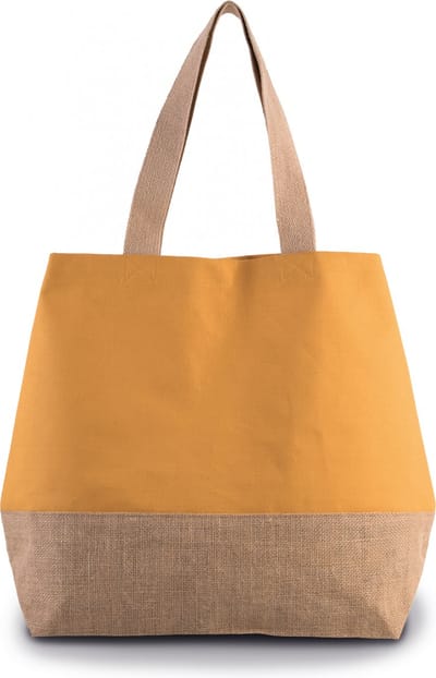 Kimood Shopper van jute- & katoencanvas KI0235 - Cumin Yellow / Natural - One size