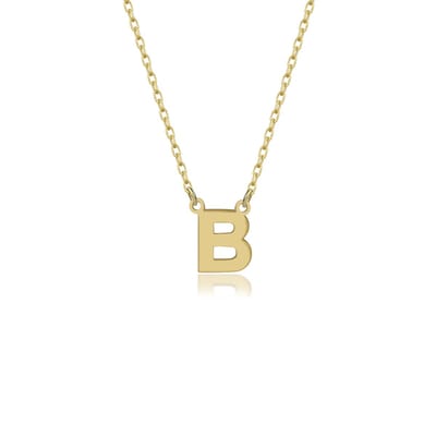 Letter B Initial Gold Plated Ketting  Zilver (925 sterling) Trendy Minimalistisch Combi Bedel Goudkleurig Dames Meisje | Cadeau Voor Vrouw