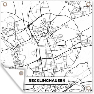 Tuin poster Recklinghausen - Kaart - Plattegrond - Stadskaart - 200x200 cm - Tuindoek