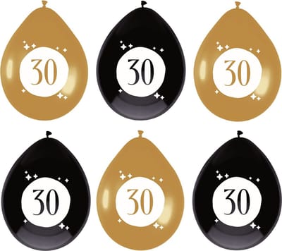Haza Ballonnen - 30 jaar - leeftijd verjaardag - 6 stuks - 30 cm - versiering