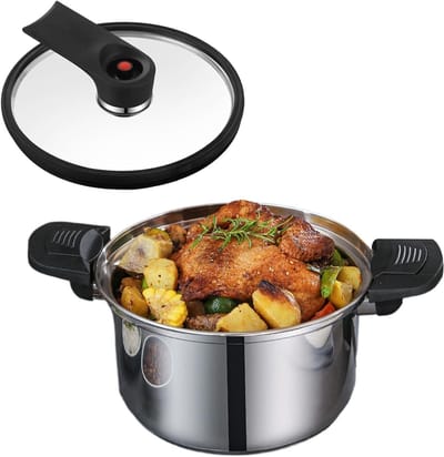 Snelkookpan Roestvrij Staal - Stoomkoker Keuken - Efficiënt Koken - Voedingsstoffen Behoud - 20 cm Diameter - Zilverkleurig