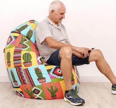 ERGONOMISCH EN VORMBAAR - PUFF PERA XL - 80 x 130 cm - 260 liter - bedrukte stof - water- en vuilafstotend