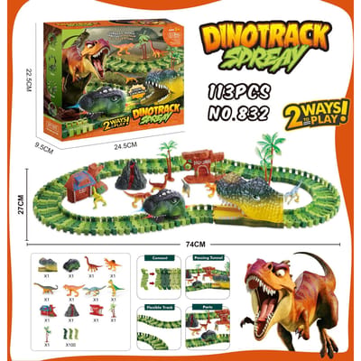 Dinosaurus Spoor Elektrische Auto Bergbaan Puzzel Speelgoed met Licht voor Jongens Kerst Verjaardag Cadeau black