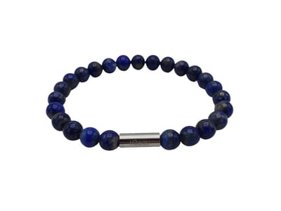 H-Beau - Handgemaakte Armband van Edelstenen - Natuurstenen - Lapis Lazuli kralen - RVS Kraal - 8mm - lengte 21cm - Gepolijst - Blauw - Heren - Unisex - Sterrenbeeld - Horoscoop - Maagd - Boogschutter