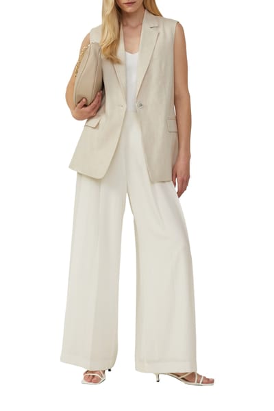 Relaxed fit gilet van katoenmix met linnen