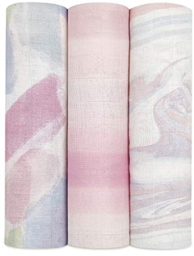 Zijdezachte Mousseline Inbakeren en Ontvangen Dekens voor Baby's, 120x120cm, Ideale Pasgeboren Wrap Set van Bamboe Viscose, Perfecte Baby Shower Geschenken