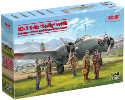ICM Modelbouwpakket Auto - 48197 Mitsubishi Ki-21-Ib ‘Sally’ met Japanse piloten en grondpersoneel Plastic - 1:48 - Modelbouw