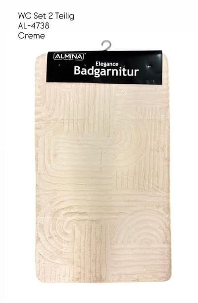 Almina WC Set 2-Delig – Badgarnitur – 60×100 cm + 60×50 cm – Luxe Badmat & Toiletmat – Crème