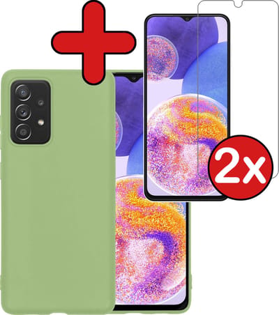 Hoesje - Met 2x Screenprotector - Geschikt voor Samsung Galaxy A23 - Sterk & Shockproof - Telefoon Hoes - Back Cover - Siliconen Case - Telefoonhoes - Groen