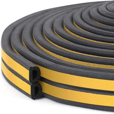 Zelfklevende Rubber Foam Sealing Strips voor Deuren en Ramen, Dichtingsband tegen Tocht, Weerbestendige Isolatie (9mm x 6mm, Totaal 10m, Zwart)