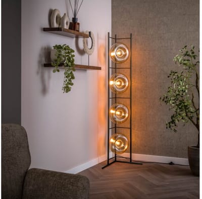 Vloerlamp Soll 4 lampen - Amber glas - 38x38x168 cm - Hoekverlichting