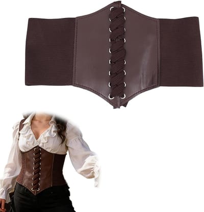 Faux leren korset voor dames, verstelbare brede riem voor middeleeuwse kostuums en piratenthema feesten