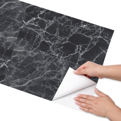 Coloray Meubel Wrap Folie - Zwart Meubelfolie - 50x100 cm - Meubelfolie Zelfklevend Donker marmer - Wrapfolie Keuken - Minimalist Meubelfolie - Decoratiefolie - Tafeldecoratie - Texturen
