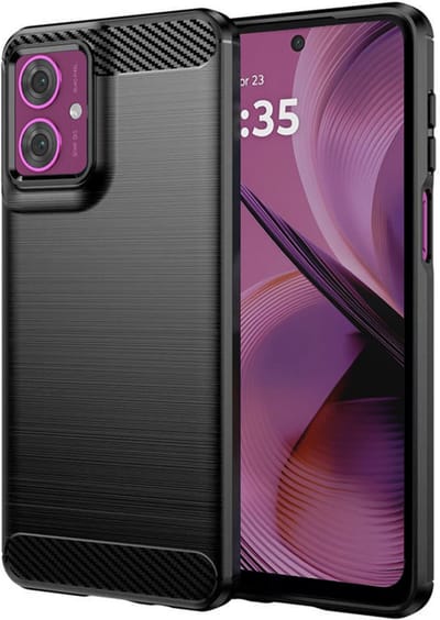Hoesje geschikt voor Motorola Moto G55 - Techsuit Carbon Silicone Back Cover - Zwart