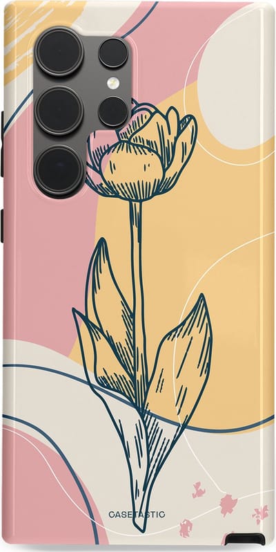 Casetastic Hoesje Geschikt voor Samsung S24 Ultra - Stijlvolle Beschermende Duo-layer Case - Zachte tulp