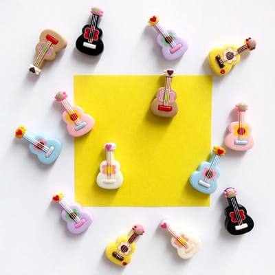 TLVX 14 stuks Gitaar Magneten 3D / Leuke Koelkastmagneten / Foto Magneet / Muzikale Speel- en Leer Kleur Magneetjes / Music / School / Whiteboard / Muziek Gitaren / Boodschappenlijst / Notitie / Memo bord / Kantoor / Schoolbord / Magnetisch
