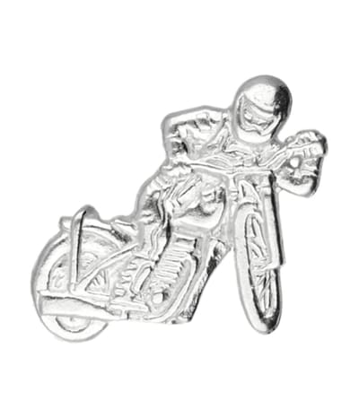Zilveren Motor off the road speedway met rijder kettinghanger