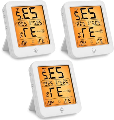Digitale Thermometer en Hygrometer Set - 3 Stuks Binnenklimaat Meter met Smiley en Gegevensregistratie, Nauwkeurige Temperatuur en Vochtigheid Tester