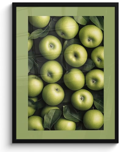 Fotolijst inclusief poster - Posterlijst 50x70 cm - Posters - Appels - Groen - bladeren - Foto in lijst - Keuken decoratie muur - Wanddecoratie accessoires - Muurdecoratie - Schilderijen