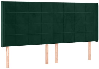 vidaXL - Hoofdbord - met - randen - 163x16x118/128 - cm - fluweel - donkergroen