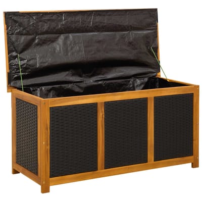 vidaXL - Tuinopslagdoos - 185 - L - Massief - Acacia - Hout - 113 - x - 50 - x - 56 - cm - Zwart