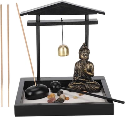 Buddha Beeld voor Zen Tuin, Japanse Wierookhouder met 3 Wierookstokjes voor Decoratie en Ontspanning