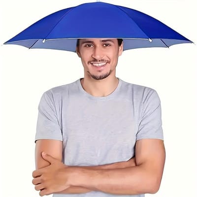 Chapeau Parapluie Anti-UV, 1 pièce Chapeau Parapluie de Pêche Mains Libres Couvre-chef Réglable pour Pêche Golf Camping Plage Jardinage Pare-soleil Extérieur