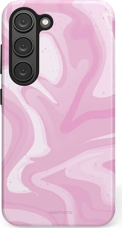 Casetastic hoesje geschikt voor Samsung Galaxy S23 - Dubbellaagse bescherming - Zoet Roze Marmer - Fashion Case - Lichtroze Wit