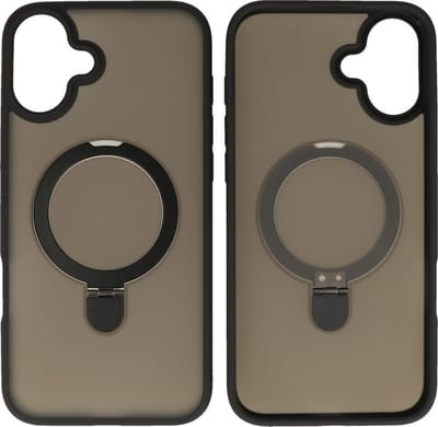 MagSafe Hoesje Geschikt voor iPhone 16 Plus - Camera Beschermer Case met Staande Functie - Zwart