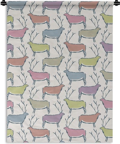 Wandkleed - Wanddoek - Patronen - Hert - Beige - 90x120 cm - Wandtapijt