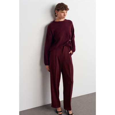 Hoge taille Wijde pijpen Crêpe Broek