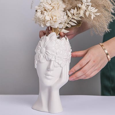 Vase Vases en Céramique Blanche pour Décoration de Maison Salon Chambre d'Hôtes Type 2 white