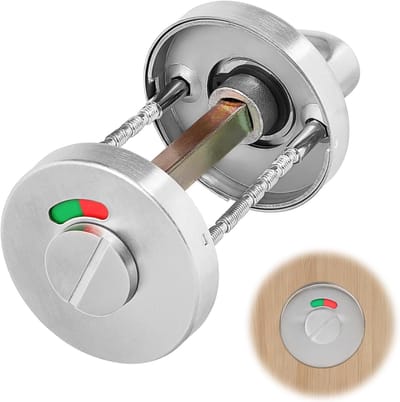 Stainless Steel Toilet Rosette Set met Draai Knop en Indicator voor Badkamer Deuren, Toegangssysteem, Toiletonderdelen, Zilver