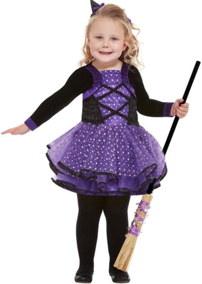 Smiffys - Toddler Pretty Star Witch Kinder Kostuum - Kids tm 2 jaar - Paars
