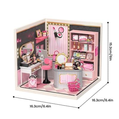 Robotime Rolife DW026 Pink Beauty Secret DIY Miniatuur Huis 1:24 – Houten Doe-Het-Zelf Bouwpakket met LED Licht – Super Creator Serie