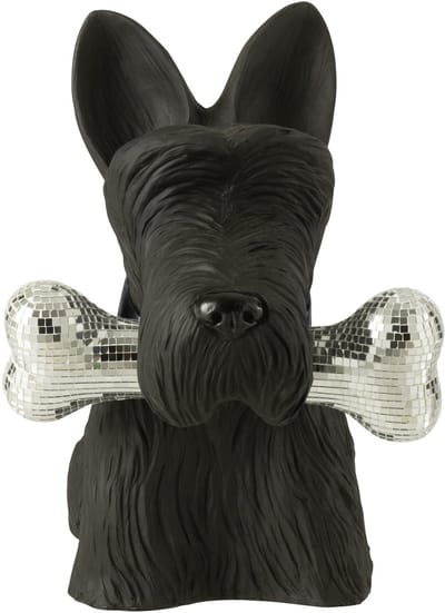 J-Line decoratie Schotse Terrier + Bot - polyresin - zwart