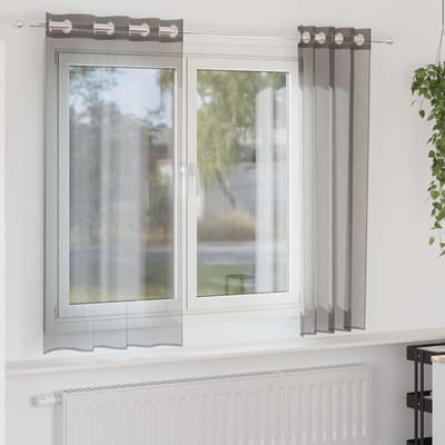 vidaXL - Gordijnen - voile - met - doorvoertules - 2 - st - 140x175 - cm - donkergrijs