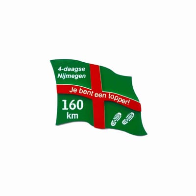 Nijmeegse vierdaagse speld/broche - vierdaagse - 4-daagse - Nijmegen - 160km - Je bent een topper! - gegraveerd - laser graveren - graveren - broche - uniek cadeau - cadeau - Kado - vierdaagsekado