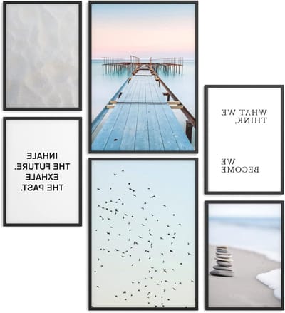 Poster Set Tijdloos - Wanddecoratie Set - Woonkamer Decoratie - 6 Delige Set - 2x A3 4x A4 - Zwart
