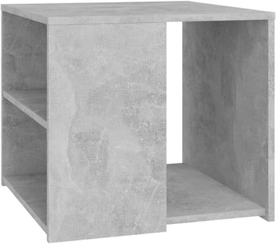 Bijzettafel - Salontafel Hoektafel - Woonkamer Decoratie - Drie Opbergschappen - 50x50x45 cm - Betongrijs